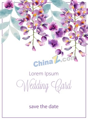 水彩婚礼卡片淡紫色